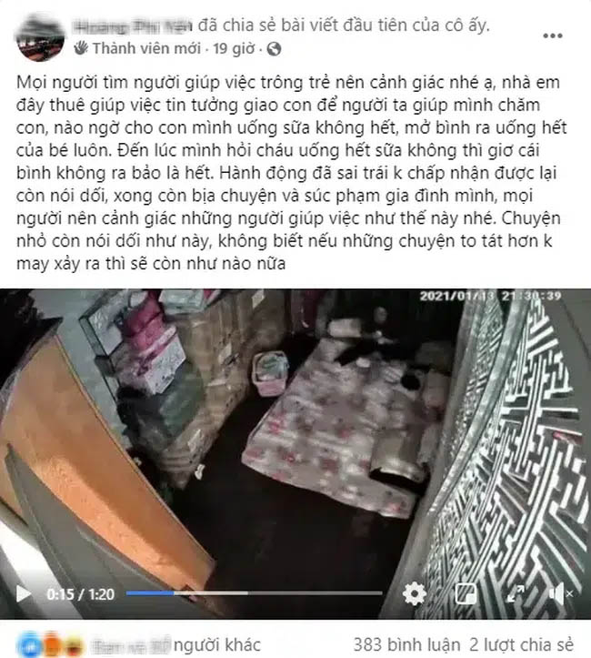 Lắp camera giấu kín, mẹ trẻ sốc nặng phát hiện nữ giúp việc tu ừng ực bình sữa của con rồi nói dối là bé đã uống hết!-1