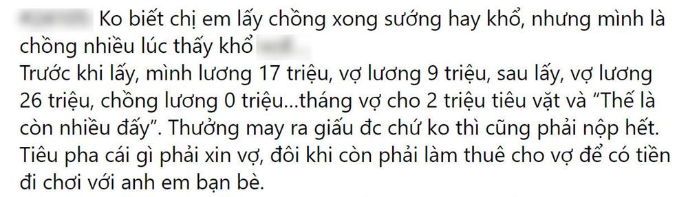 Trước cưới, lương chồng 17 triệu lương vợ 9 triệu, sau cưới nhìn số lương chuyển đổi khiến anh chồng khóc thét-1