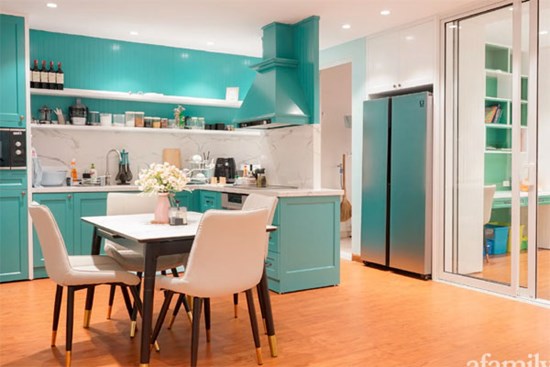 Căn hộ 80m² màu xanh dịu dàng, ngập tràn cảm giác ấm cúng ở Hà Nội