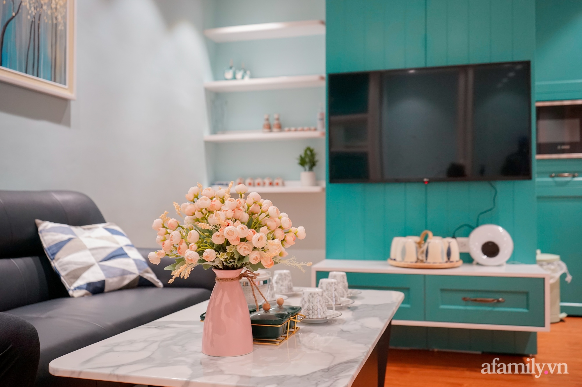 Căn hộ 80m² màu xanh dịu dàng, ngập tràn cảm giác ấm cúng ở Hà Nội-4