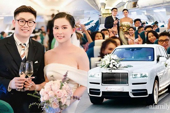 Màn rước dâu cực sang chảnh bằng máy bay của cặp đôi chú rể Hà Nội cô dâu Đà Nẵng, sốc hơn nữa là sự xuất hiện của dàn siêu xe trị giá hàng chục tỷ đồng!
