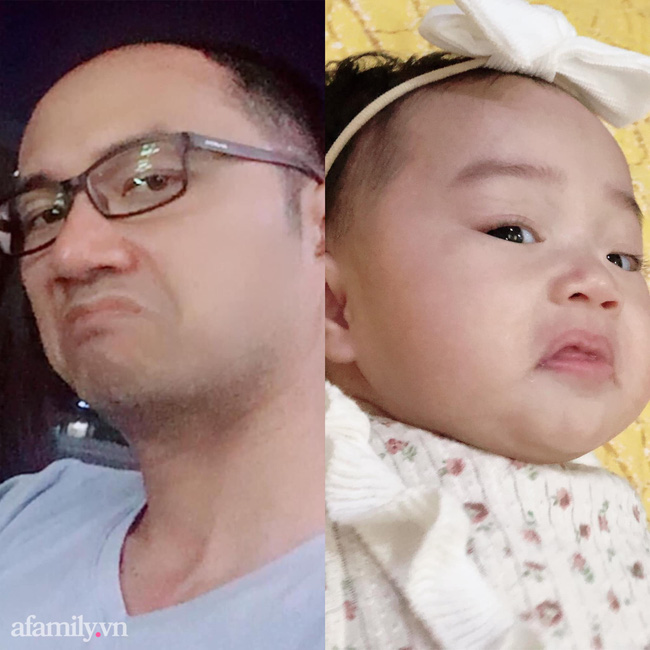 Bé gái 6 tháng tuổi mặt như tấu hài, còn khiến mẹ muốn trầm cảm luôn khi bắt chước biểu cảm quạo y chang bố-1