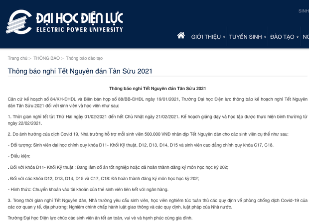 Trường Đại học lì xì mỗi sinh viên 500K nhân dịp Tết Nguyên đán 2021-1