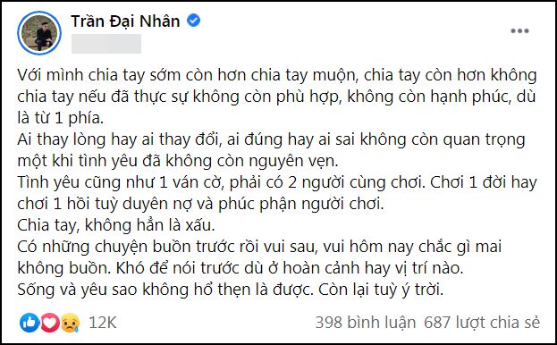 Giữa drama Sơn Tùng - Thiều Bảo Trâm, Đại Nhân nói về chia tay gây tranh cãi-3