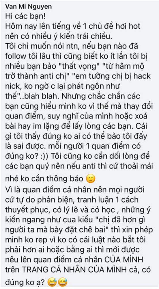 Mi Vân đăng status cực gắt ám chỉ ai đó phèn”: Tha cho Sơn Tùng đi, không cùng trình độ với nhau đâu!-3