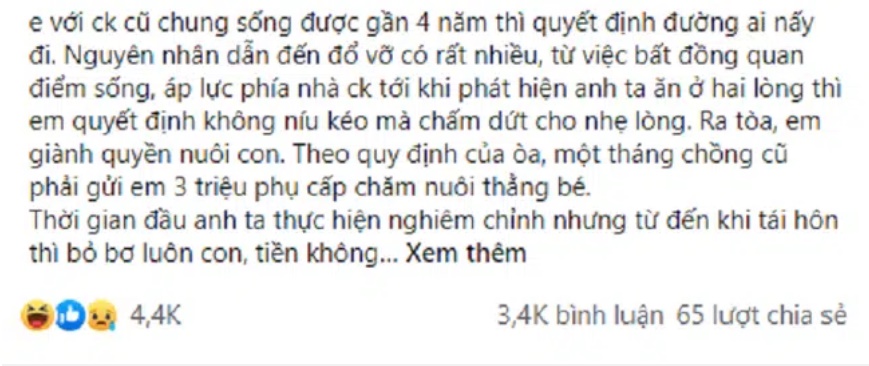 4 năm chồng cũ không gửi tiền phụ cấp đột nhiên đòi đón con về ăn Tết để không quên tổ tông”, song nghe lời đáp của đứa con 8 tuổi làm anh điếng người-1