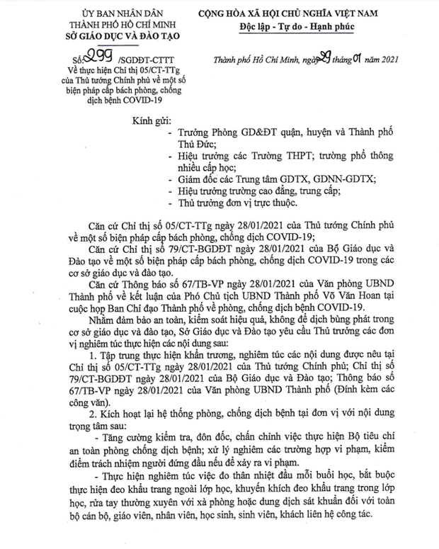 TP.HCM dừng tất cả hoạt động giáo dục ngoài nhà trường để phòng chống Covid-19-1