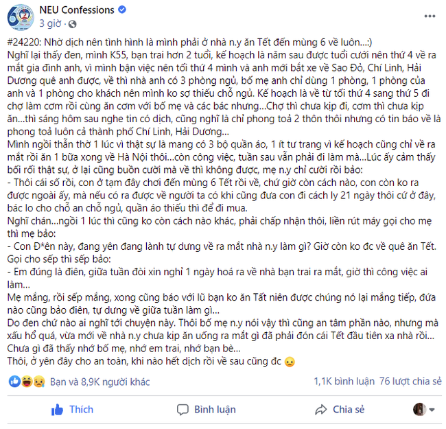 Chuyện cười ra nước mắt mùa dịch: Mang theo 3 bộ quần áo về ra mắt nhà bạn trai Hải Dương, cô gái bất đắc dĩ phải ăn Tết xa nhà!-2