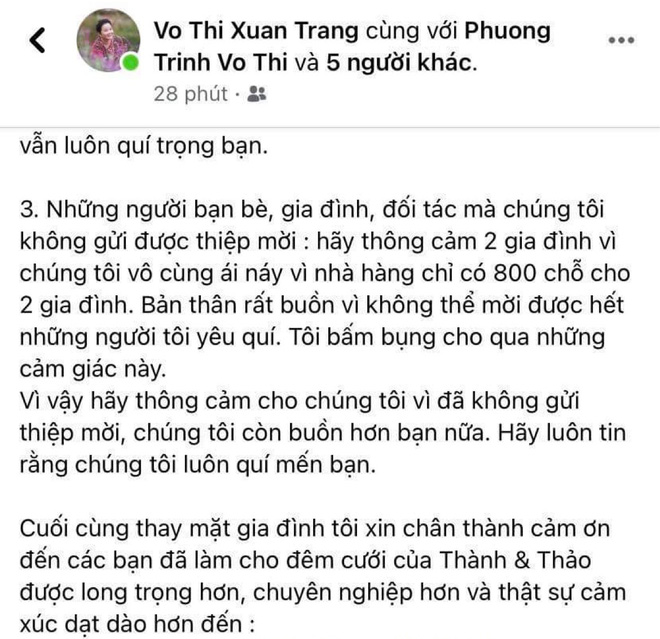 Mẹ vợ Phan Thành tiết lộ 2 gia đình mất ngủ trước đám cưới vì COVID-19, không thể mời hết khách khi chỉ có 800 chỗ-3