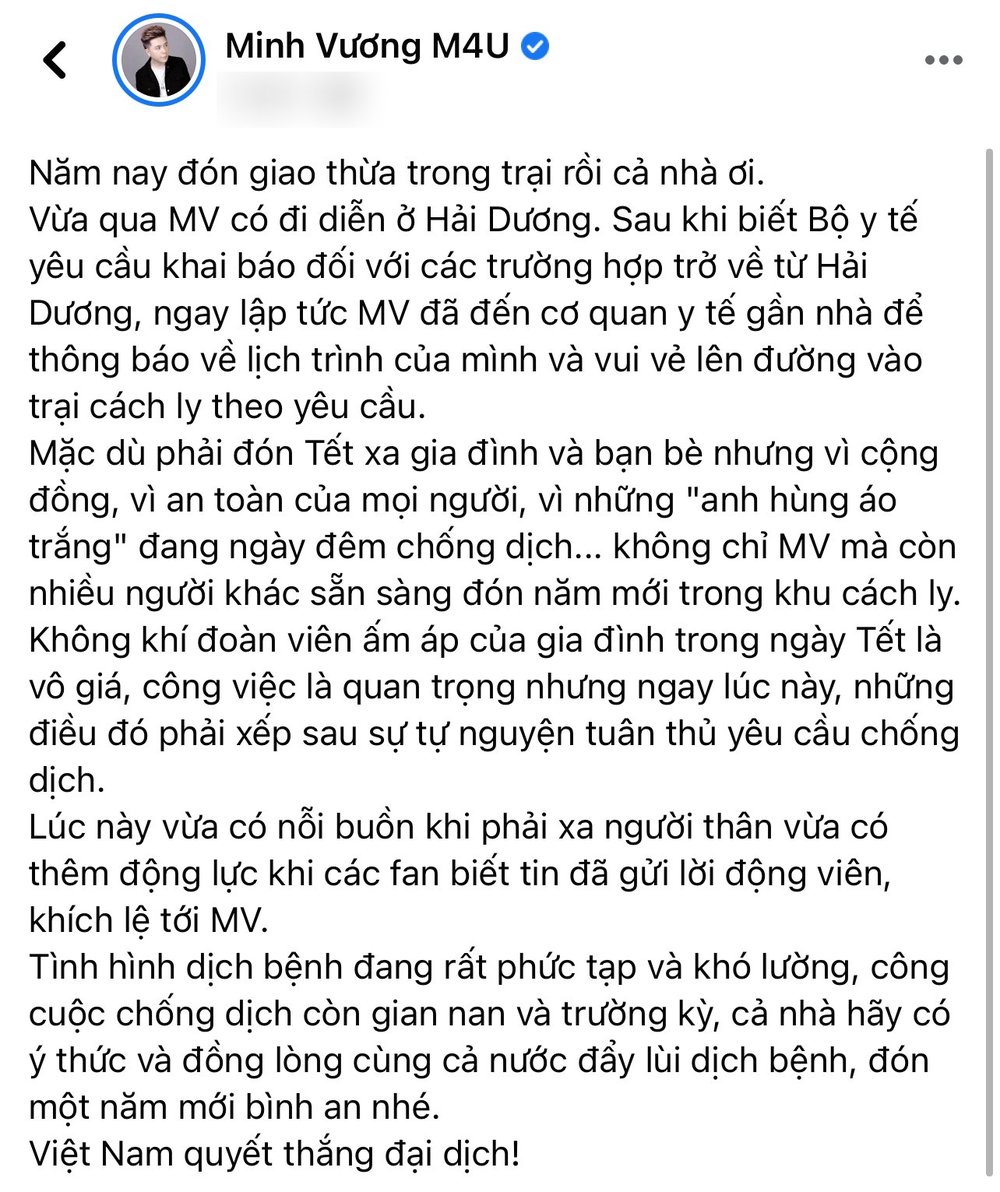 Minh Vương M4U bị cách ly hết mùa tết vì đi diễn ở Hải Dương-1