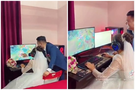 Sự thật bất ngờ về clip cô dâu - chú rể mải chơi game, bỏ mặc khách dự tiệc dưới nhà, khi được gọi xuống thì chống chế 