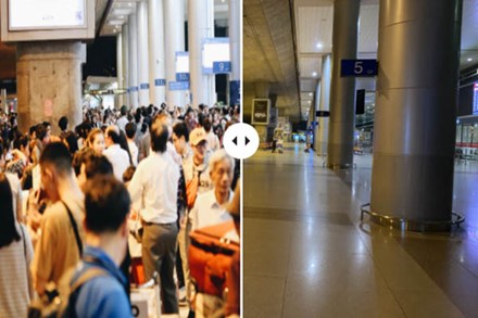 Chùm ảnh: Hình ảnh trái ngược ở ga quốc tế Tân Sơn Nhất trong năm nay và năm trước dịp gần Tết Nguyên đán