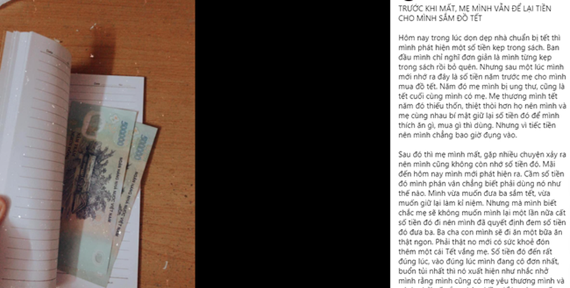 Cô gái lặng người khi tìm thấy xấp tiền mẹ để trong cuốn sách trước khi mất vì ung thư và quyết định dùng nó vào việc khiến ai cũng xúc động-1