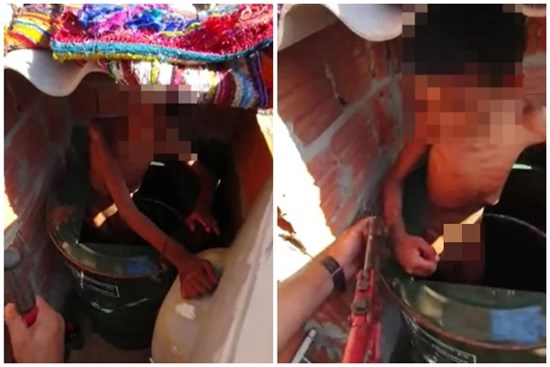 Giải cứu bé trai bị cha đẻ xích trong thùng kim loại, bỏ đói nhiều ngày phải ăn cả chất thải, câu đầu tiên em thốt ra gây nhói lòng
