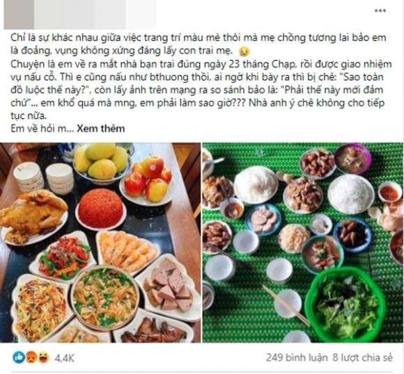 Làm mâm cỗ toàn đồ luộc cúng ông Công ông Táo, cô gái bị mẹ bạn trai tuyên bố: Không xứng đáng lấy con trai mẹ-1