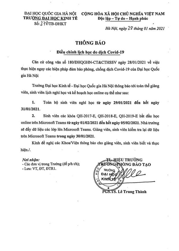 Trường ĐH đầu tiên cho sinh viên học online sau Tết Nguyên đán đến khi có thông báo mới-2