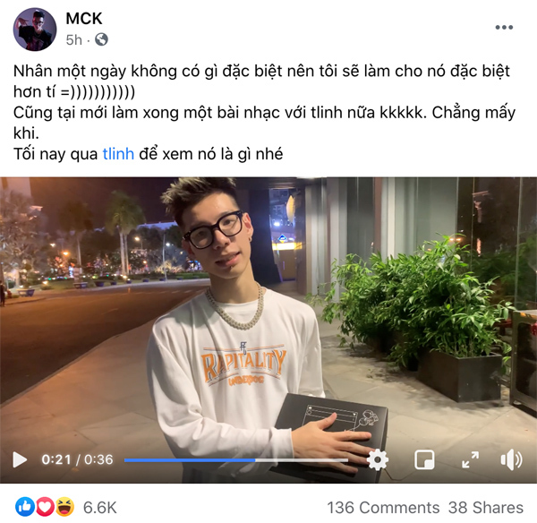 MCK bật mí tặng ‘dế xịn’ cho Tlinh-1
