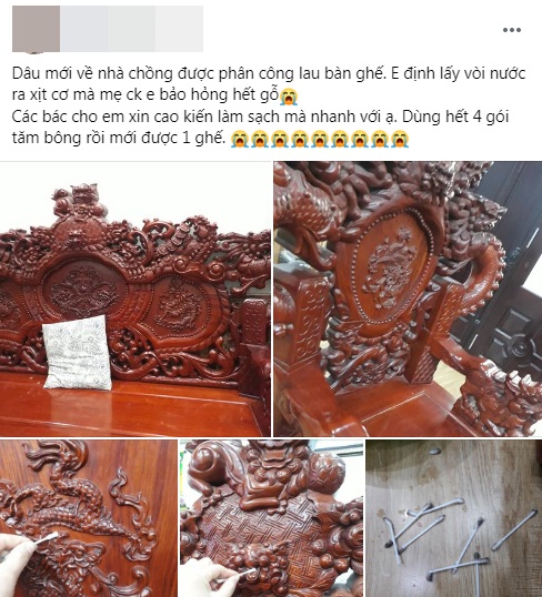 Nỗi ám ảnh dọn nhà ngày Tết gọi tên chiếc ghế long phụng sum vầy, dâu mới về nhà chồng dùng hết 4 gói bông tăm lau từng khe nhỏ mà vẫn không ăn thua-1