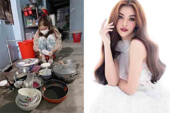 Á hậu hay Hoa hậu thì về quê vẫn vật lộn với “núi” bát đĩa, nhìn cảnh này mà hội chị em đồng cảm sâu sắc!