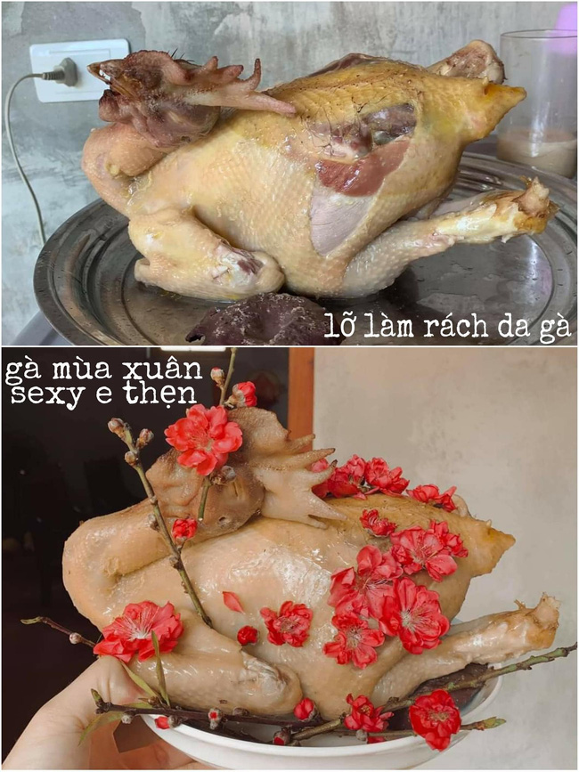 Đến hẹn lại lên, chị em lại mở đại hội tự khoe gà cúng giao thừa thảm họa, mở màn bằng chú gà ngã chổng vó trong nồi luộc nhìn đến tội-2