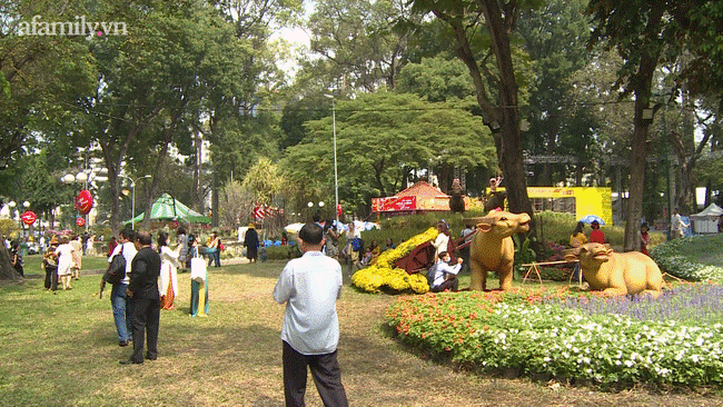 Nhan nhản người dân đi chơi Tết tại đường hoa Nguyễn Huệ, công viên Tao Đàn quên đeo khẩu trang giữa mùa dịch COVID-19-10