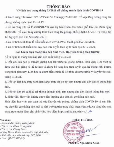 Trường đầu tiên ở TP.HCM quyết định cho nghỉ học đến hết tháng 3, không được đến trường cho đến khi có thông báo mới-1