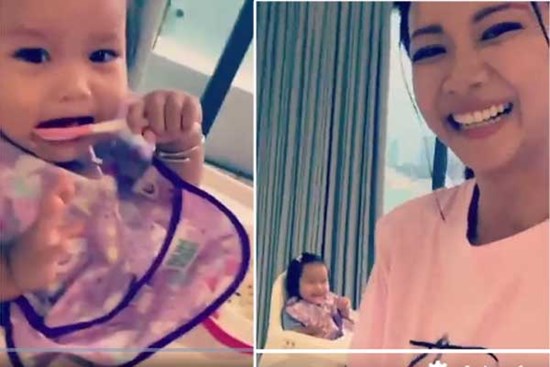 Suboi cho con ăn kiểu này chắc showbiz Việt lại chuẩn bị đón thêm 1 nữ rapper nhí vừa hát hay vừa giỏi tiếng Anh chăng?