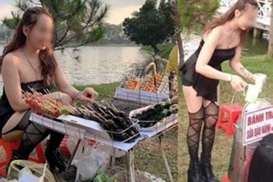 Cô gái gây khó hiểu khi diện đầm không dây, kèm tất lưới hở đùi táo bạo để... đứng bán đồ ăn vặt ở hồ Than Thở, Đà Lạt