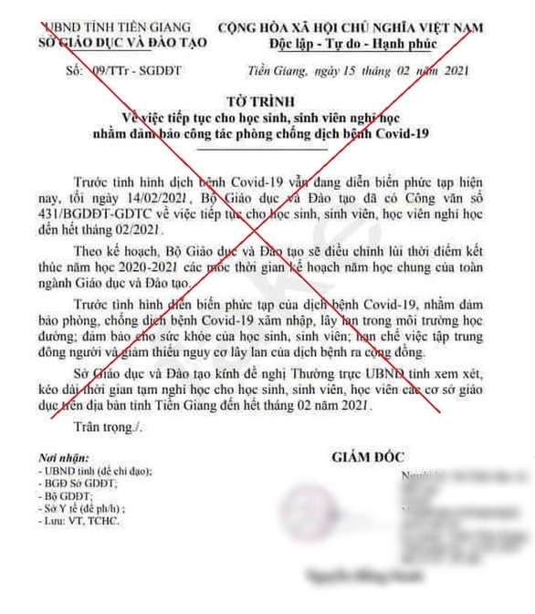 Nam sinh mạo danh phó chủ tịch tỉnh cho các bạn nghỉ đến hết tháng 2-6