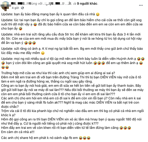 Huỳnh Anh bị tố mở cửa ô tô gây tai nạn nhưng lật mặt chối bồi thường, có cả clip và tin nhắn bằng chứng-1