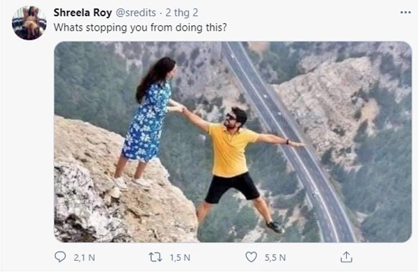 Đăng bức ảnh chụp trên vách đá cheo leo, cặp đôi bị ném đá tơi bời vì quá mạo hiểm, nhưng sự thật phía sau khiến tất cả câm nín-2