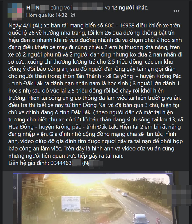 Xe bán tải đâm văng 2 học sinh, tài xế bị tố đánh người, vứt 2,5 triệu đồng ở hiện trường bỏ chạy-2