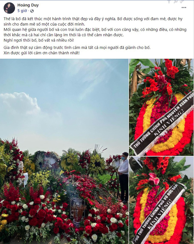 Con trai viết status tiễn biệt NSND Hoàng Dũng kèm hình ảnh phần mộ phủ kín hoa: Nghỉ ngơi thôi bố, bố vất vả nhiều rồi!”-1