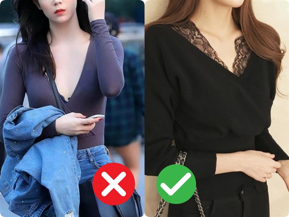 Đừng khiến bản thân trở nên lố lăng kém sang với những kiểu áo cổ V nhạy cảm này-3