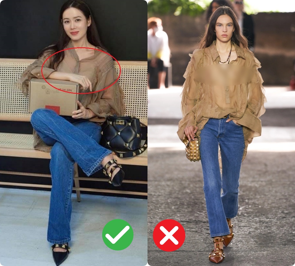 Chỉ nhờ 1 chi tiết rất nhỏ, Son Ye Jin át vía cả siêu mẫu trình diễn: Chị đẹp tinh tế cao sang, còn người mẫu lại có phần nhạy cảm-6