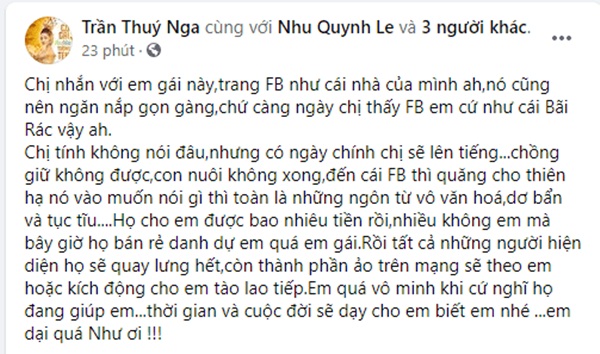 Vừa mắng vợ cũ Hoàng Anh, Thúy Nga vội xóa status: Chồng giữ không được, con nuôi cũng không xong-2