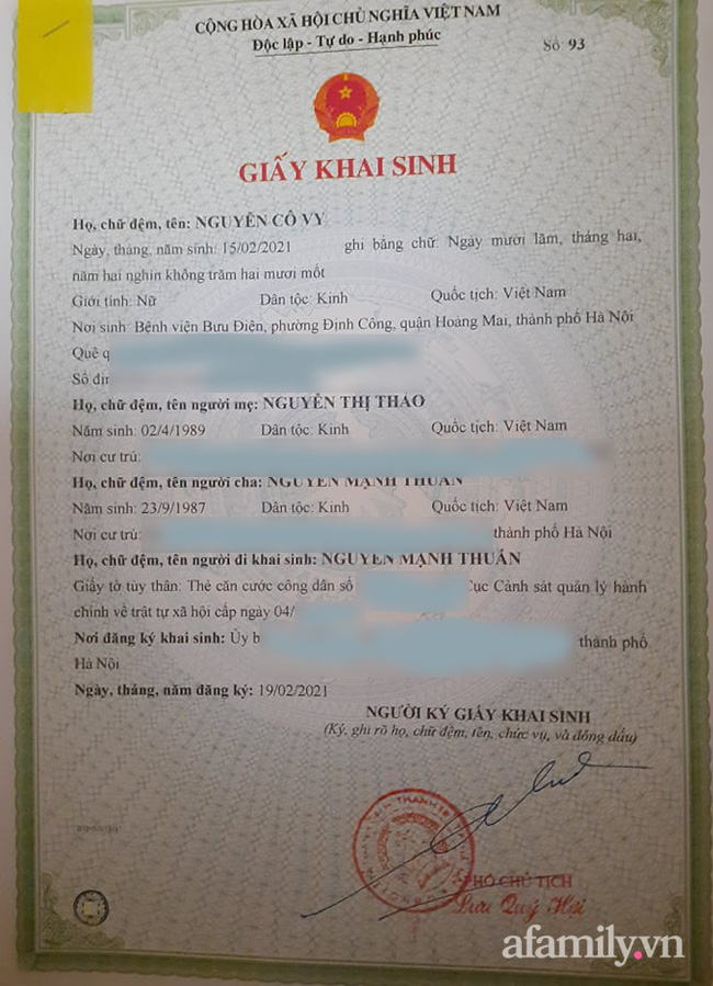 Đẻ đúng mùa dịch, mẹ trẻ ngã ngửa khi chồng đi làm giấy khai sinh cho con với cái tên độc nhất vô nhị: NGUYỄN CÔ VY-1