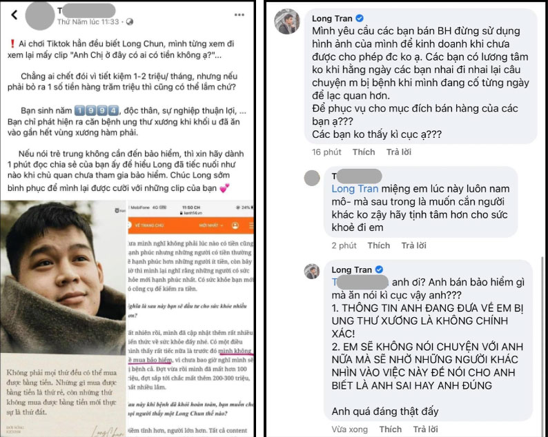 Long Chun bức xúc nhờ luật sư vào cuộc vụ người bán bảo hiểm dùng ảnh trái phép, dựng chuyện mình bị ung thư xương-2