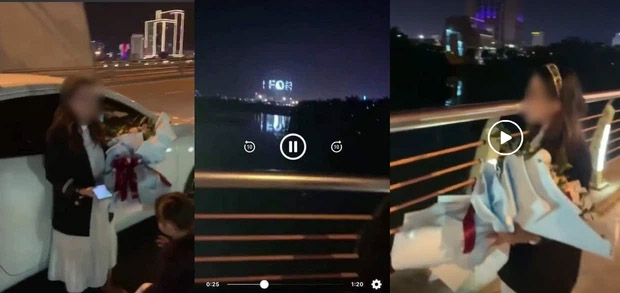 Clip dừng ô tô trên cầu Trần Thị Lý để tỏ tình lãng mạng với vợ gây sốt MXH, nam thanh niên bị phạt hành chính-1