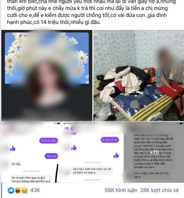 Màn bóc phốt thu hút 43 nghìn like: Em gái chàng trai tung hàng loạt tin nhắn vạch mặt chị dâu hụt” đào mỏ đến từng gói bột giặt, cái bánh mì và cả tiền phòng trọ-1