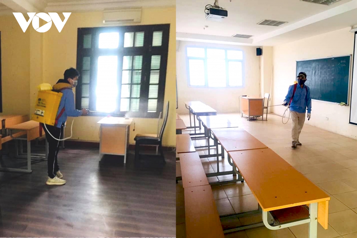 Các trường Đại học ở Hà Nội thực hiện vệ sinh, khử khuẩn chuẩn bị đón sinh viên trở lại-8