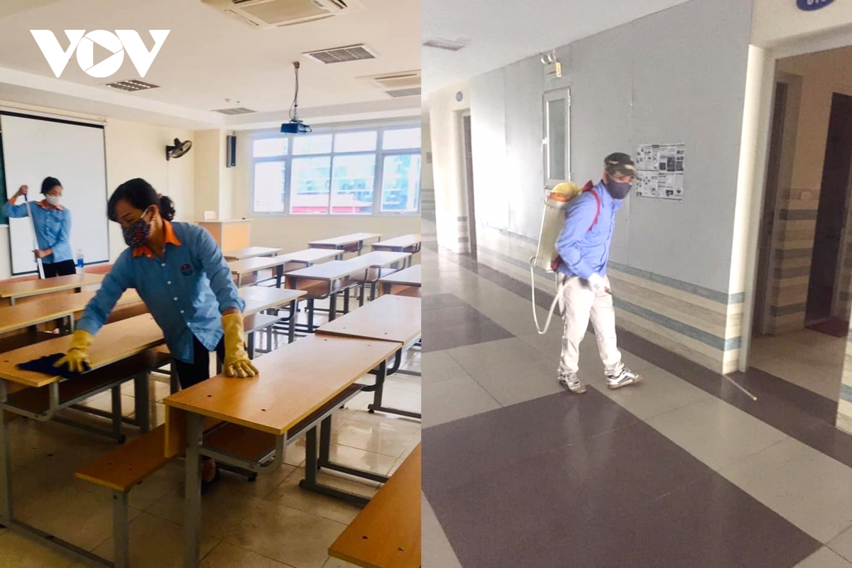 Các trường Đại học ở Hà Nội thực hiện vệ sinh, khử khuẩn chuẩn bị đón sinh viên trở lại-9