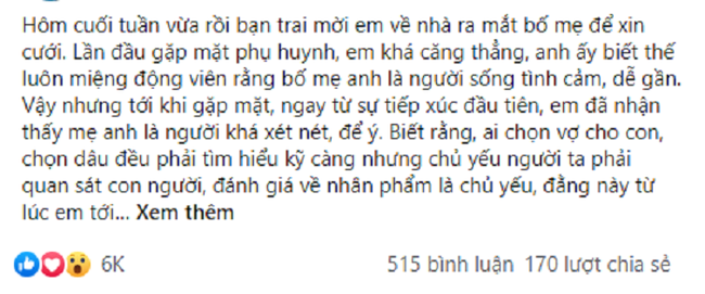 Vừa về ra mắt, mẹ bạn trai đã hỏi cưới sẽ có bao nhiêu của hồi môn, nhưng nhận được câu trả lời từ cô, bà liền đứng hình tại chỗ-1