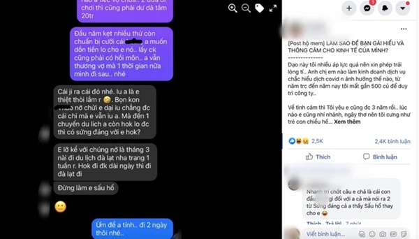 Kinh tế khó khăn nhưng cô gái vẫn đòi người yêu cho đi du lịch 1 tuần vì sợ xấu hổ với bạn, đọc dòng tin nhắn đòi hỏi Yêu anh em thiệt thòi lắm” mà nhiều người bức xúc-1