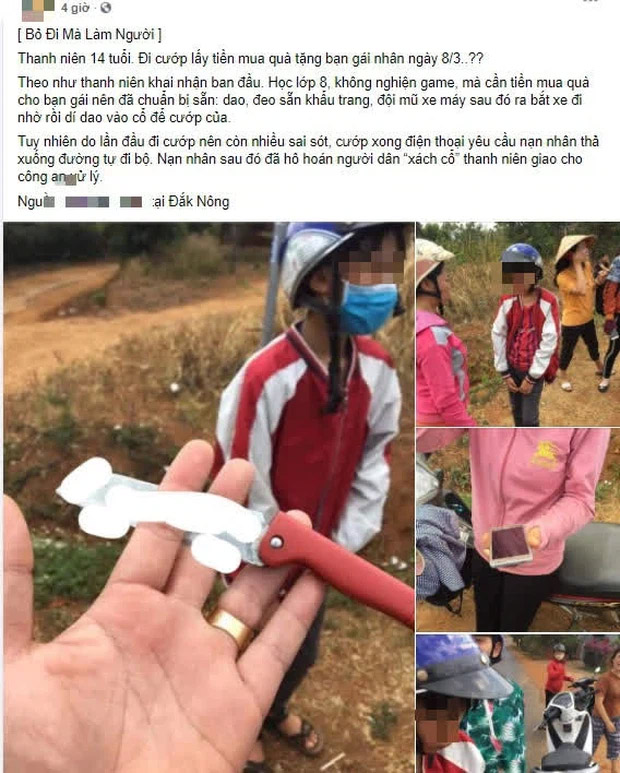 Thực hư thông tin thanh niên 14 tuổi đi cướp lấy tiền mua quà tặng bạn gái nhân ngày 8/3 xôn xao trên MXH-1