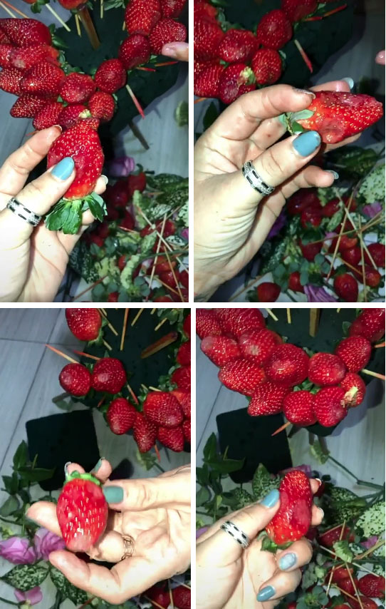 Ngắm bó hoa dâu tây đỏ mọng hấp dẫn với mức giá không hề rẻ, chủ nhân bó hoa ngẩn tò te khi rút ra ăn thấy toàn mùi hôi thối-1