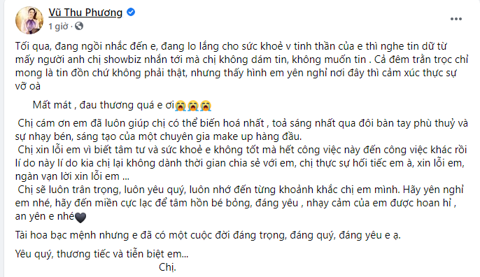 Hình ảnh nơi an nghỉ của chuyên gia trang điểm Minh Lộc được Vũ Thu Phương tiết lộ giữa lúc cả showbiz hoang mang-1