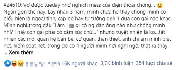 Thấy chồng quá ngoan, vợ check bằng chiêu thức đơn giản, chỉ trong vòng 1 nốt nhạc phát hiện Tuesday thật quá sức tưởng tượng-1