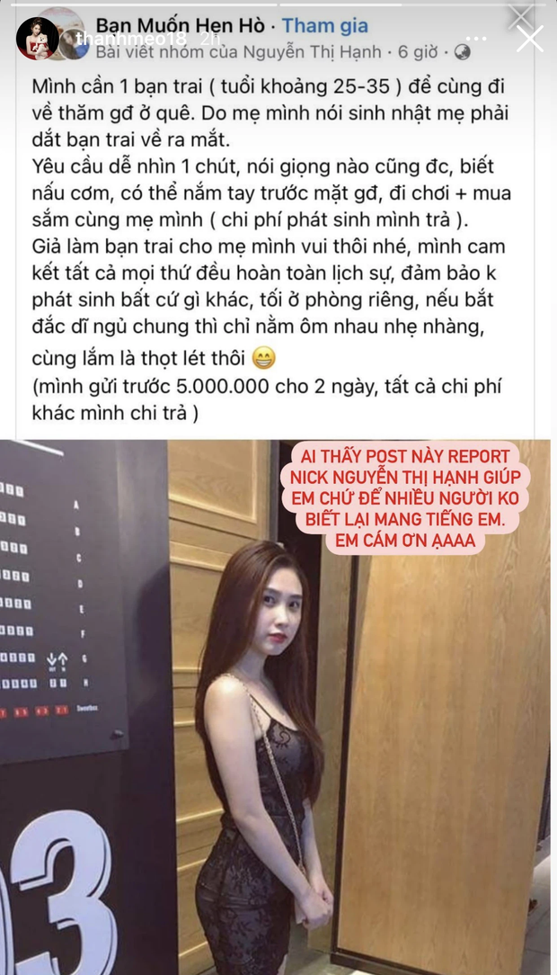 Hot girl Sài thành bị mượn ảnh đăng tuyển bạn trai về ra mắt, giá ít nhất 5 triệu/2 ngày-1