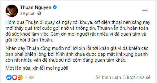 Thuận Nguyễn chính thức lên tiếng về bức ảnh gầy trơ xương, tiết lộ tình trạng sức khỏe-1